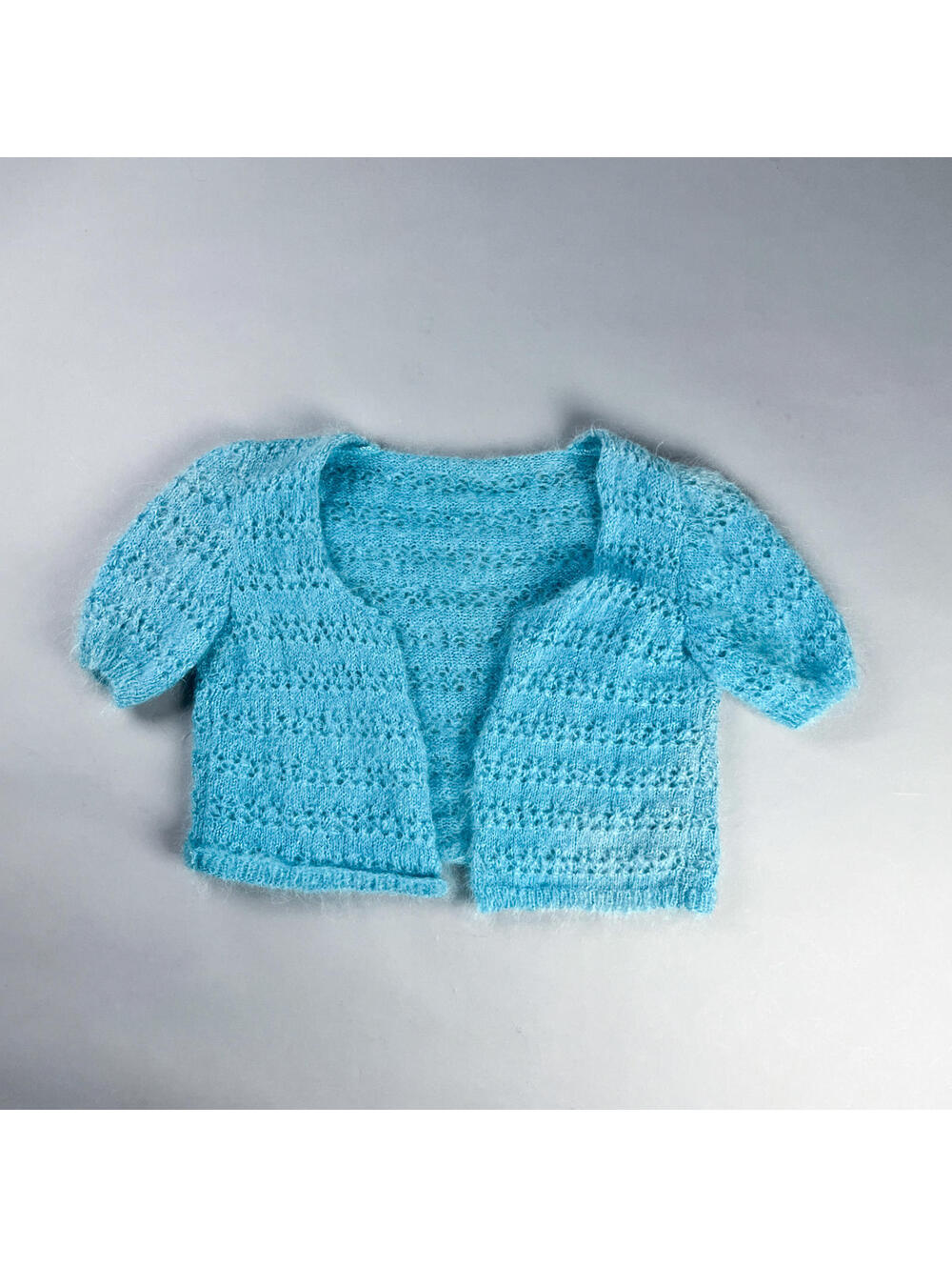 Crop Crochet Cardigan | Vintage 60's Turquoise Blue Cropped Sweater Bolero